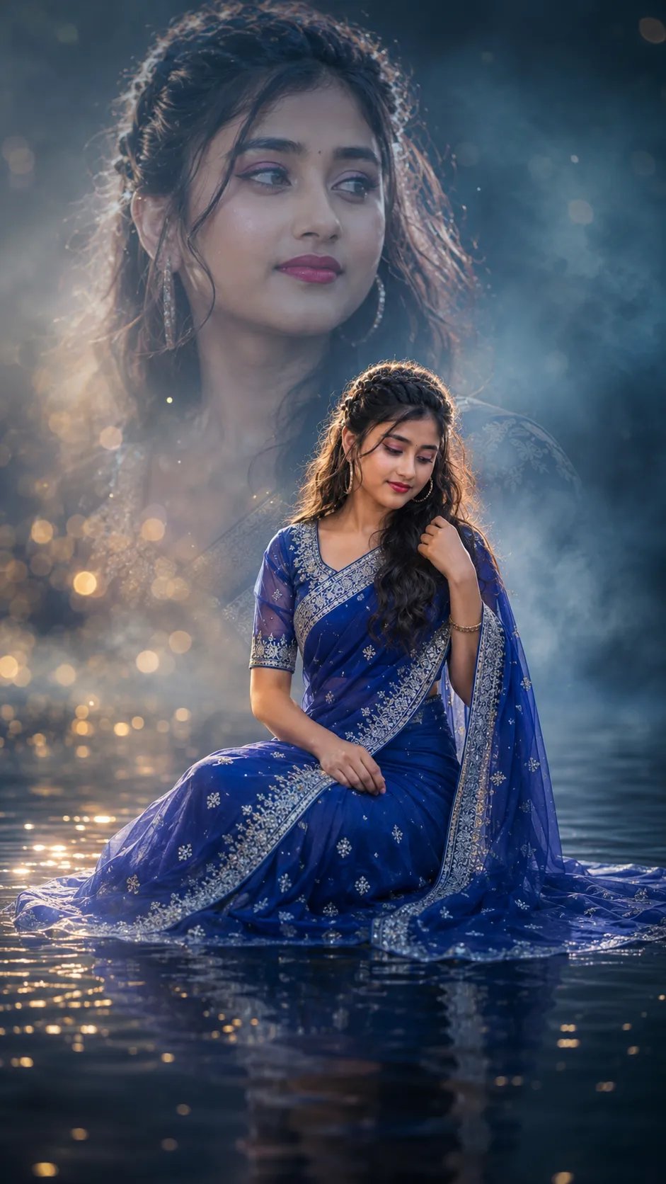 Ethereal Indian Woman Double Exposure
