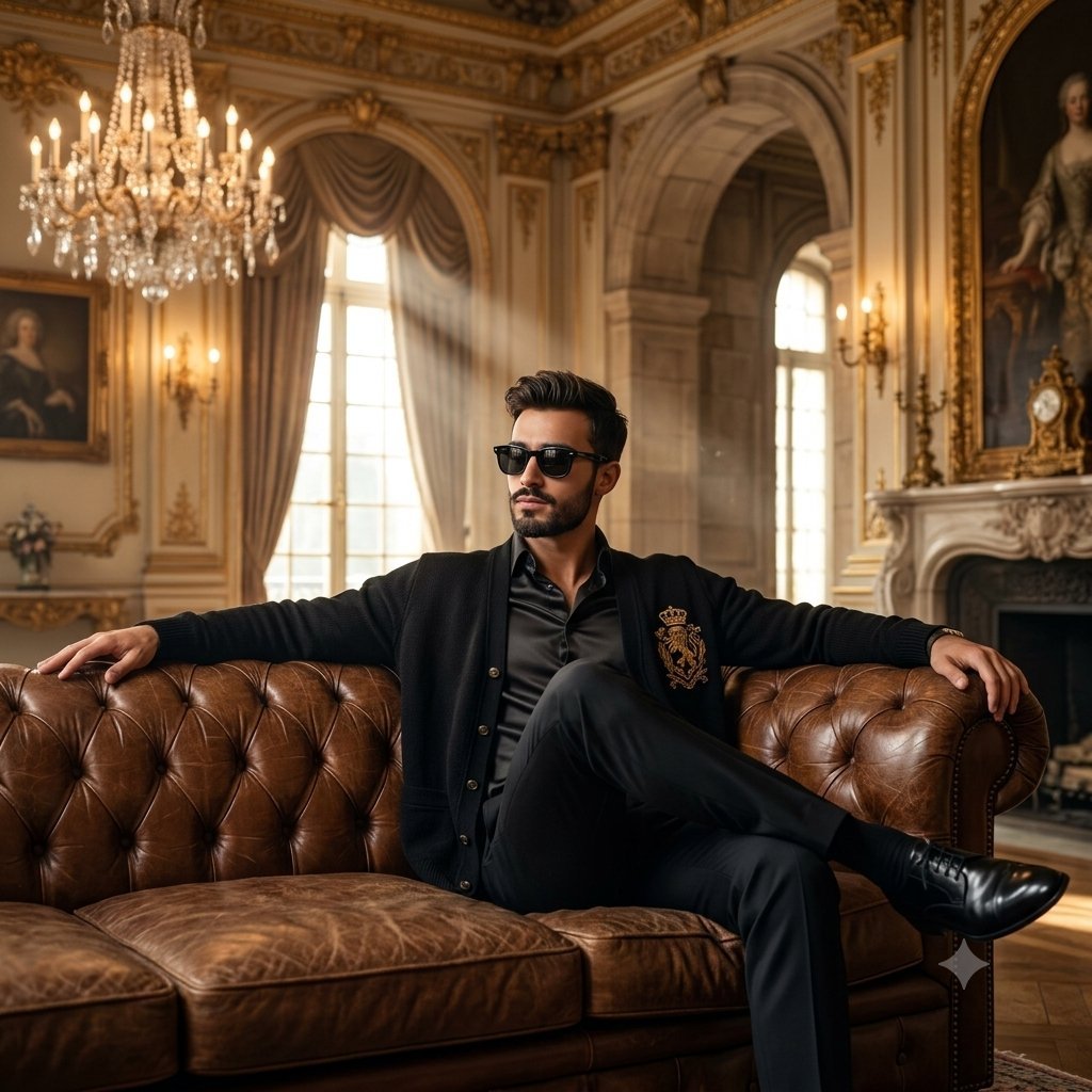Man on Chesterfield Sofa