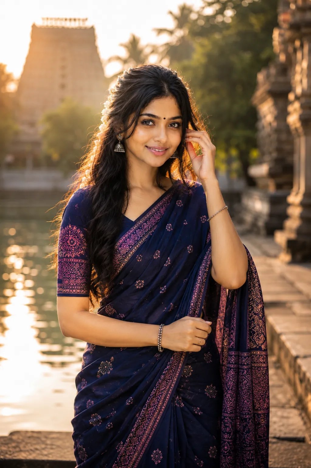 ✨✨✨Always special feeling wear saree with temple 🙏❣️ 👇Prompt 👇