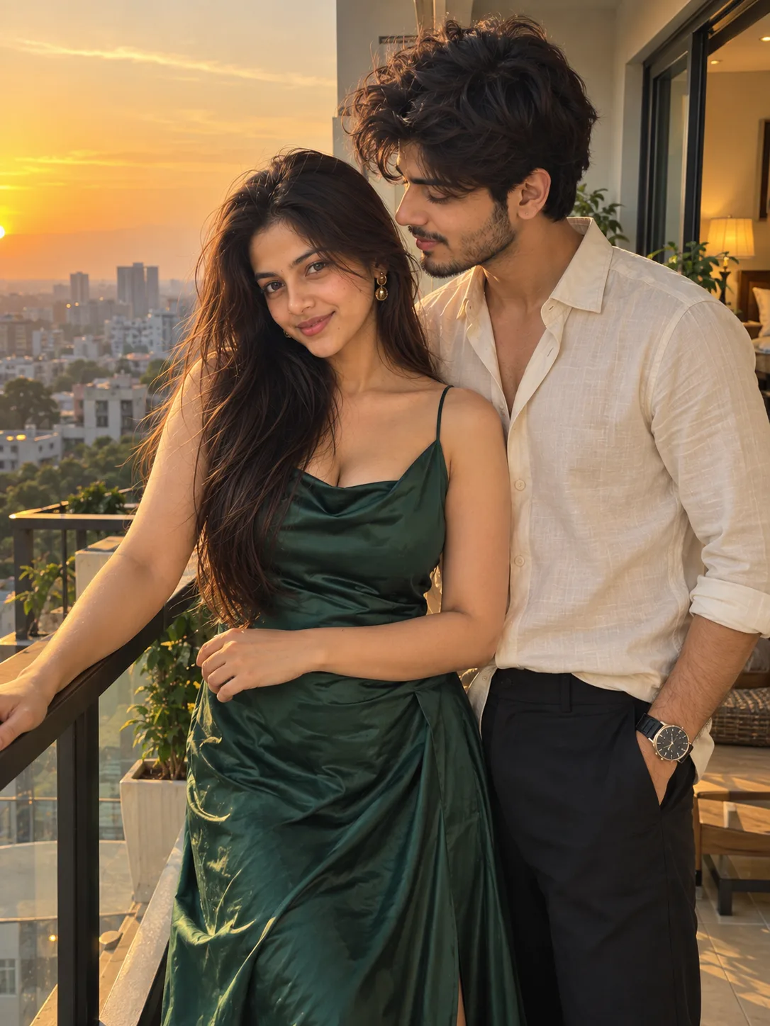 Balcony Couple — Elegant Evening Look