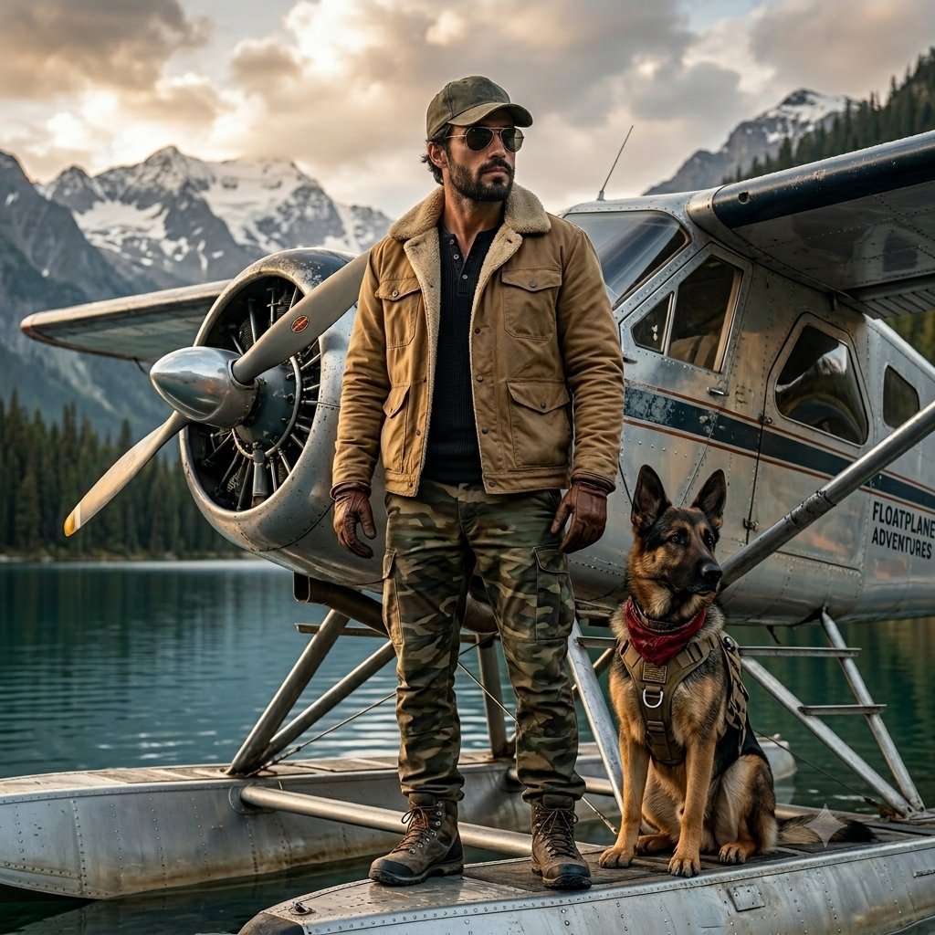 Image created on Gpt 2 Prompt: Ultra-realistic cinematic adventure portrait of a rugged masculine explorer standing confidently on the