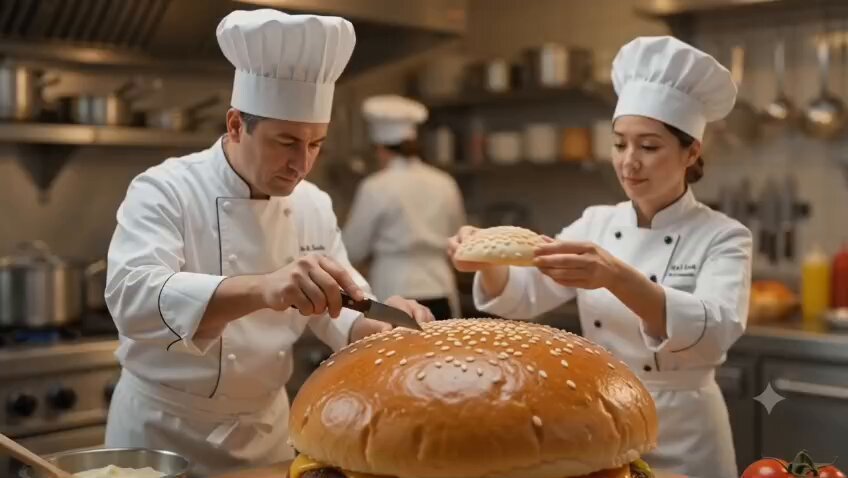 Miniature Chefs Make Giant Burger