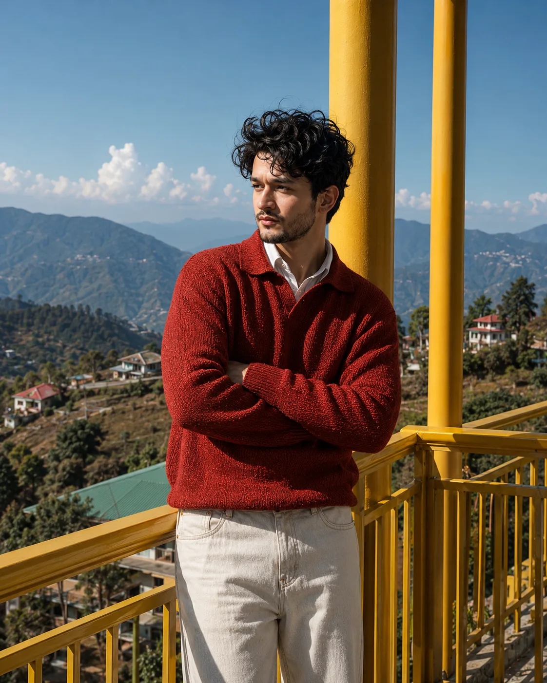 Create a premium ultra-realistic cinematic lifestyle fashion portrait of a young adult South Asian male, using the uploaded reference image