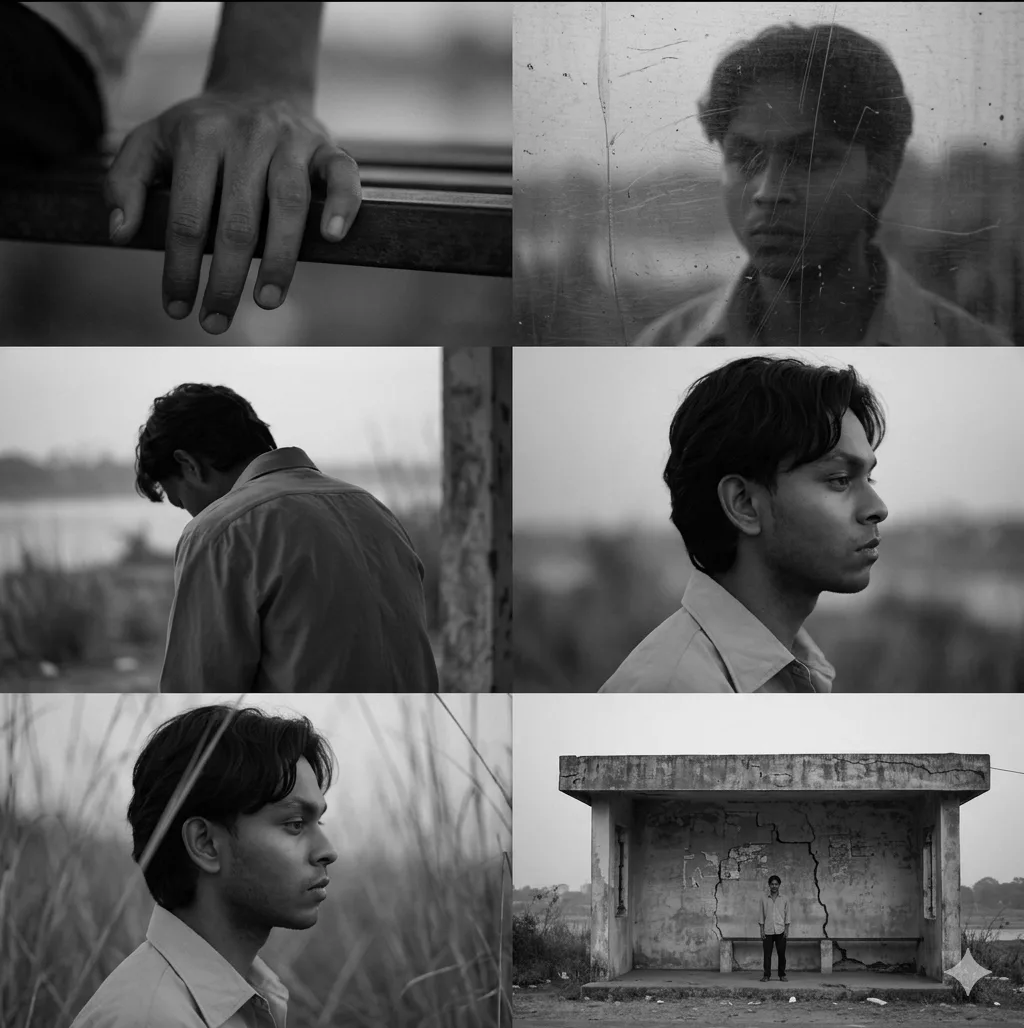 { "concept": "a quiet moment that feels remembered rather than photographed", "subject": { "type": "young man", "age": "early 20s",