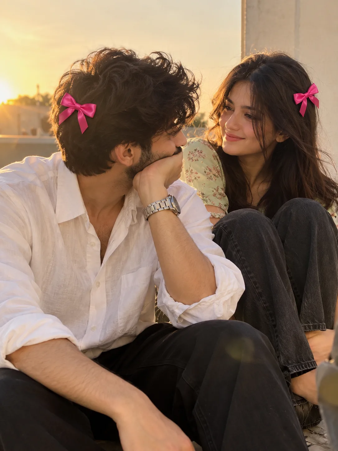 Use the uploaded couple images as the ONLY visual reference.