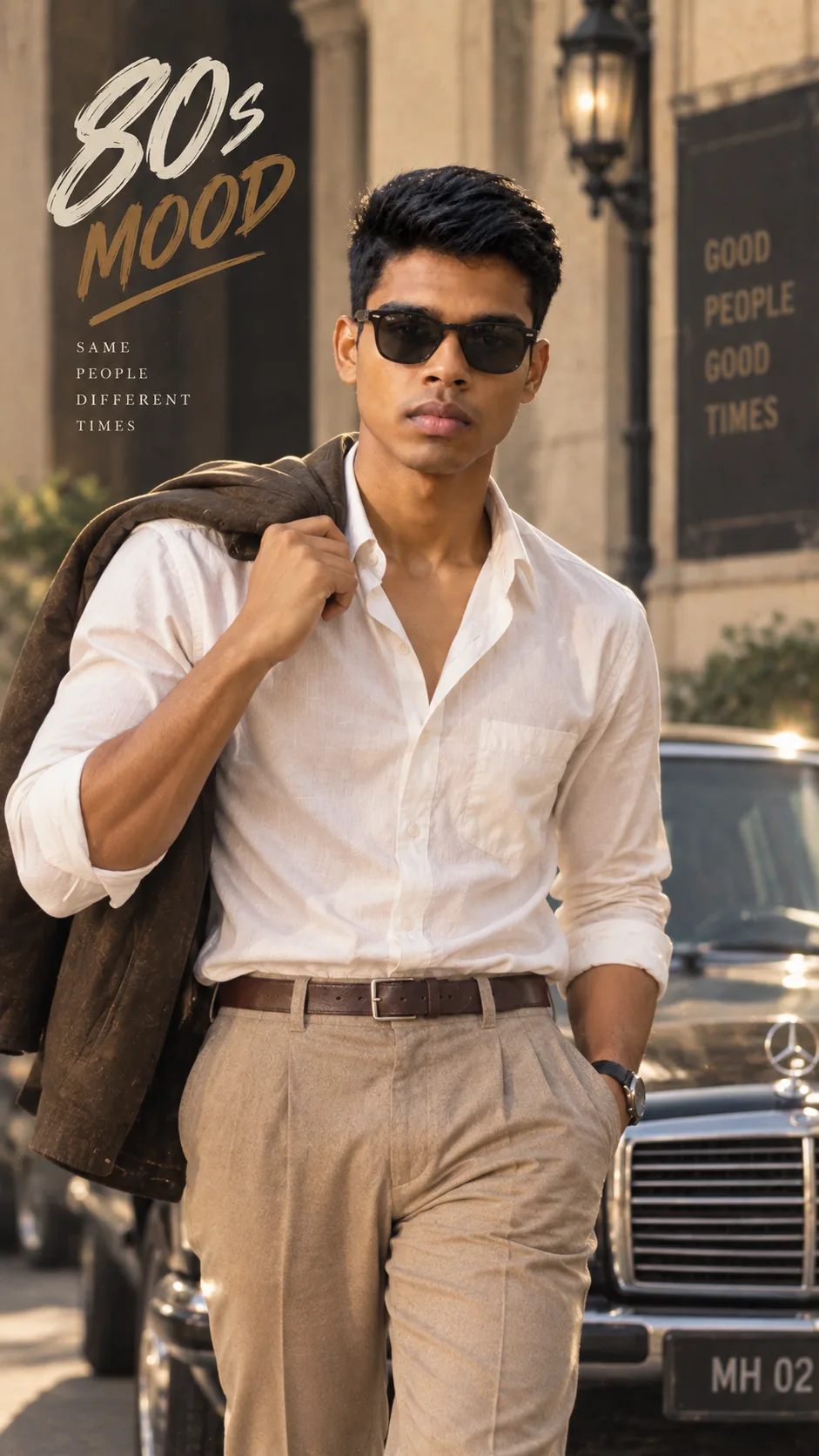 Create a highly realistic cinematic full-body portrait of the same young South Asian man from the reference image.