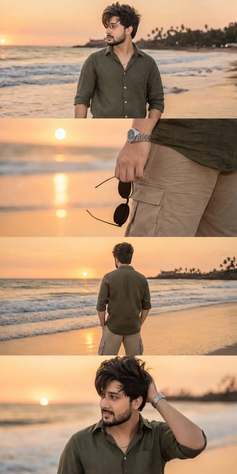 Ultra-realistic DSLR collage featuring the SAME person from the uploaded reference image.