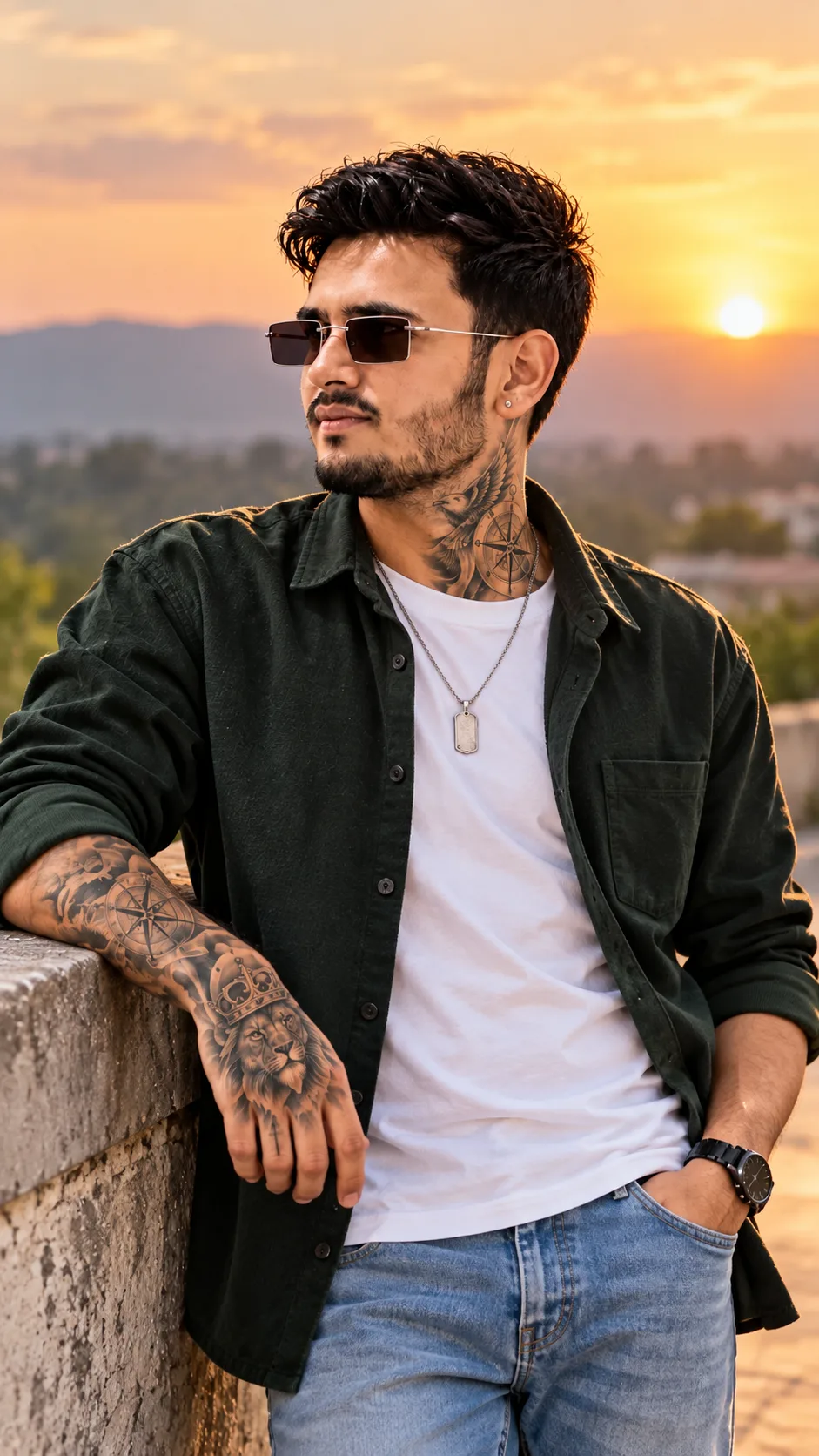 🌅 Cinematic Outdoor Tattoo Portrait Prompt