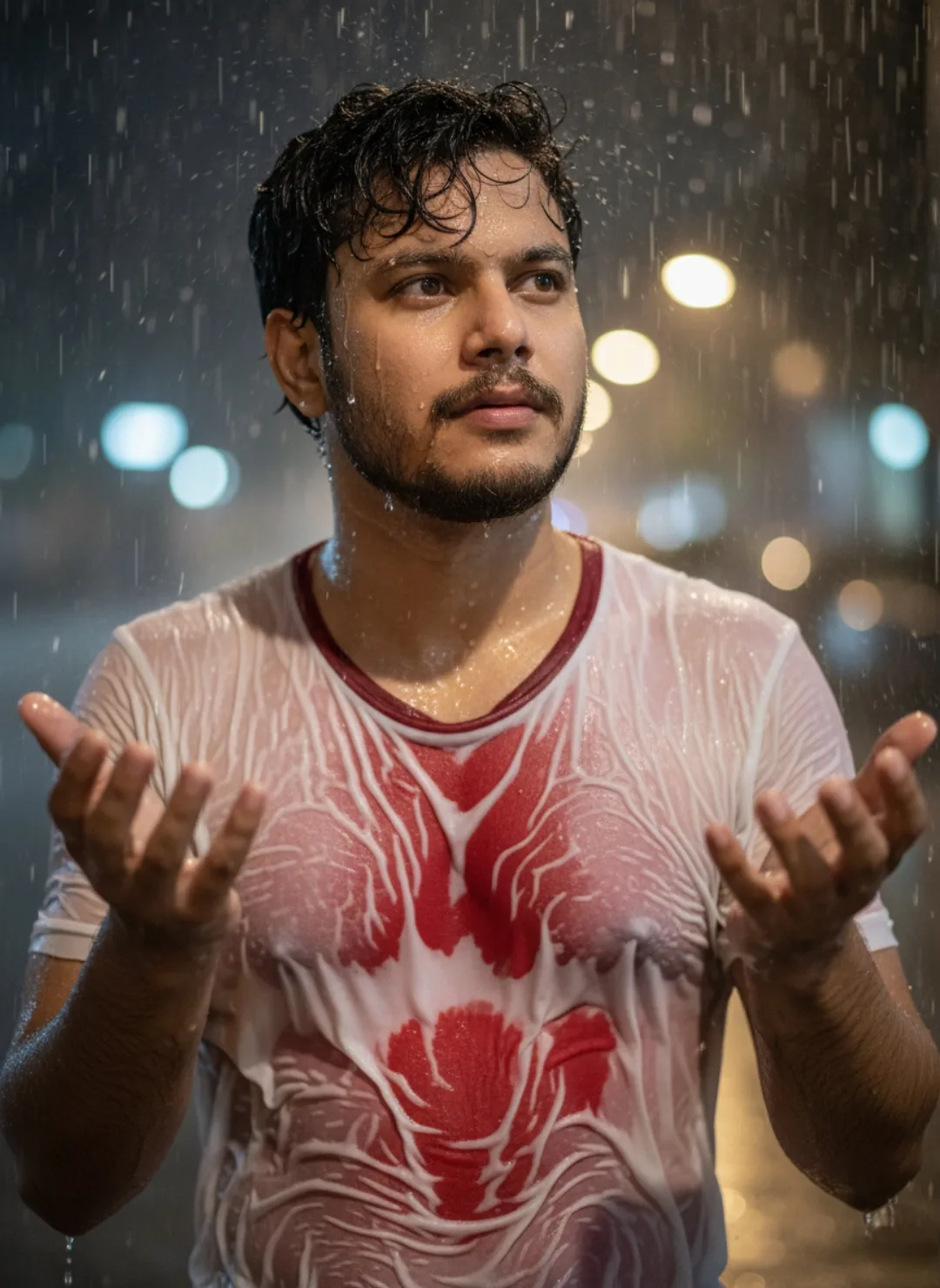 A photorealistic cinematic medium shot of the same man from the reference image, maintaining strict facial consistency, identical facial