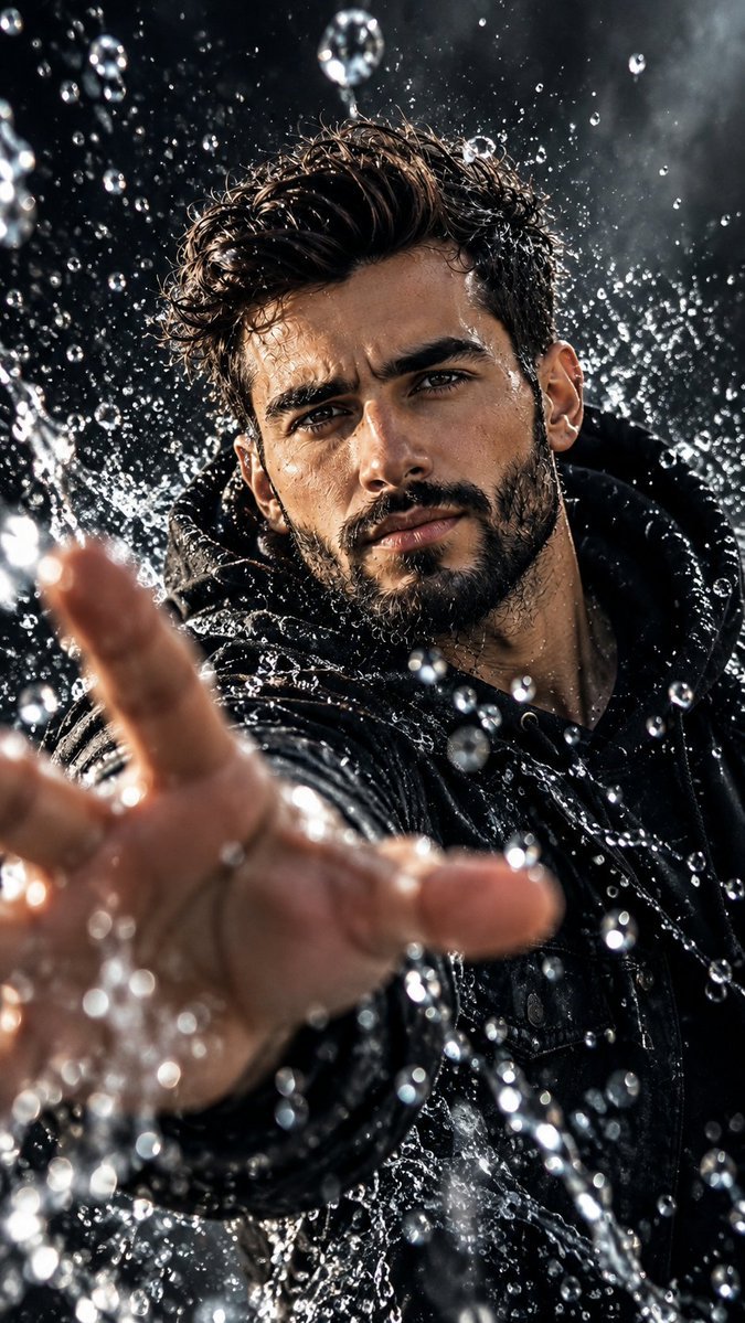 Man breaking through water