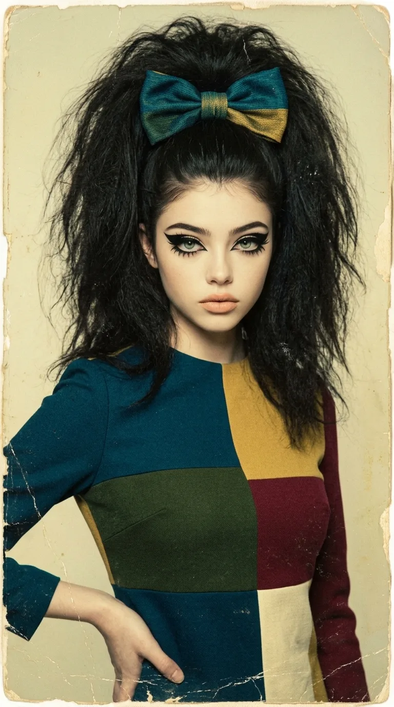 AUTHENTIC 1960s HIGH-FASHION COLOR PORTRAIT Create a breathtakingly authentic vintage fashion photograph of a highly fashionable young