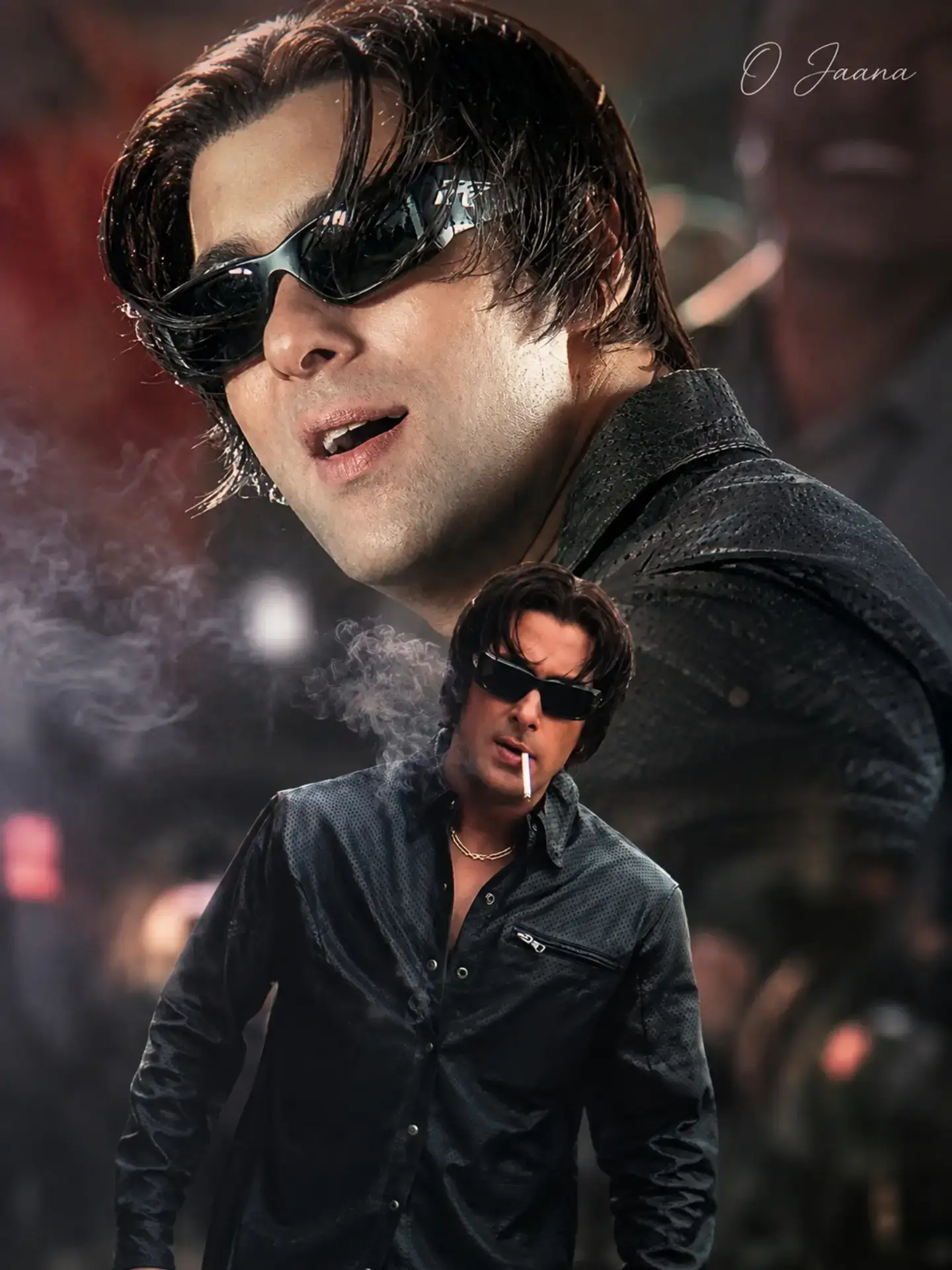 **AI Image Generation Prompt:** A cinematic movie poster poster-style double exposure portrait featuring Indian man with a cool, edgy early