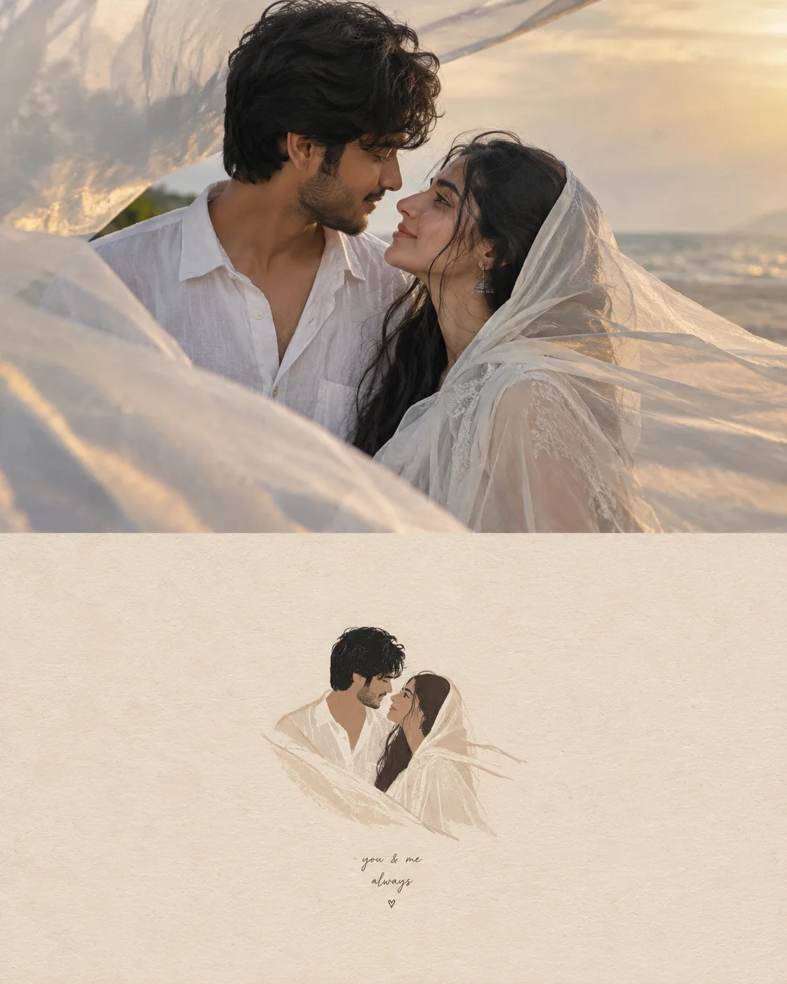 FIRST CREATE A PICTURE WITH THIS PROMPT A high-end magazine photography tip used to create a romantic aesthetic portrait of a couple that