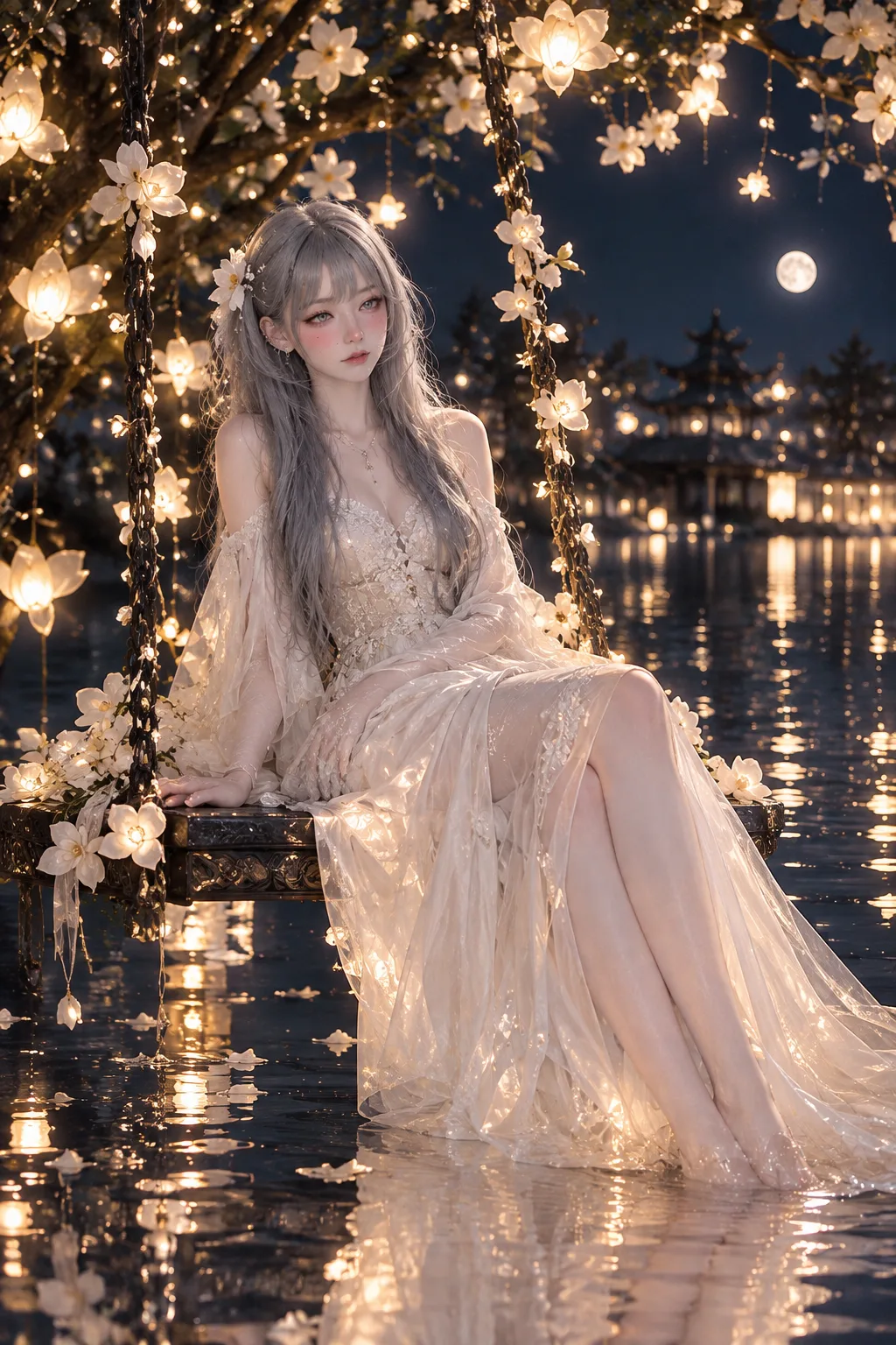 Use the attached photo. Do not edit the face. 100% original. Create a highly realistic 8K fantasy-romantic photo of a slender, beautiful