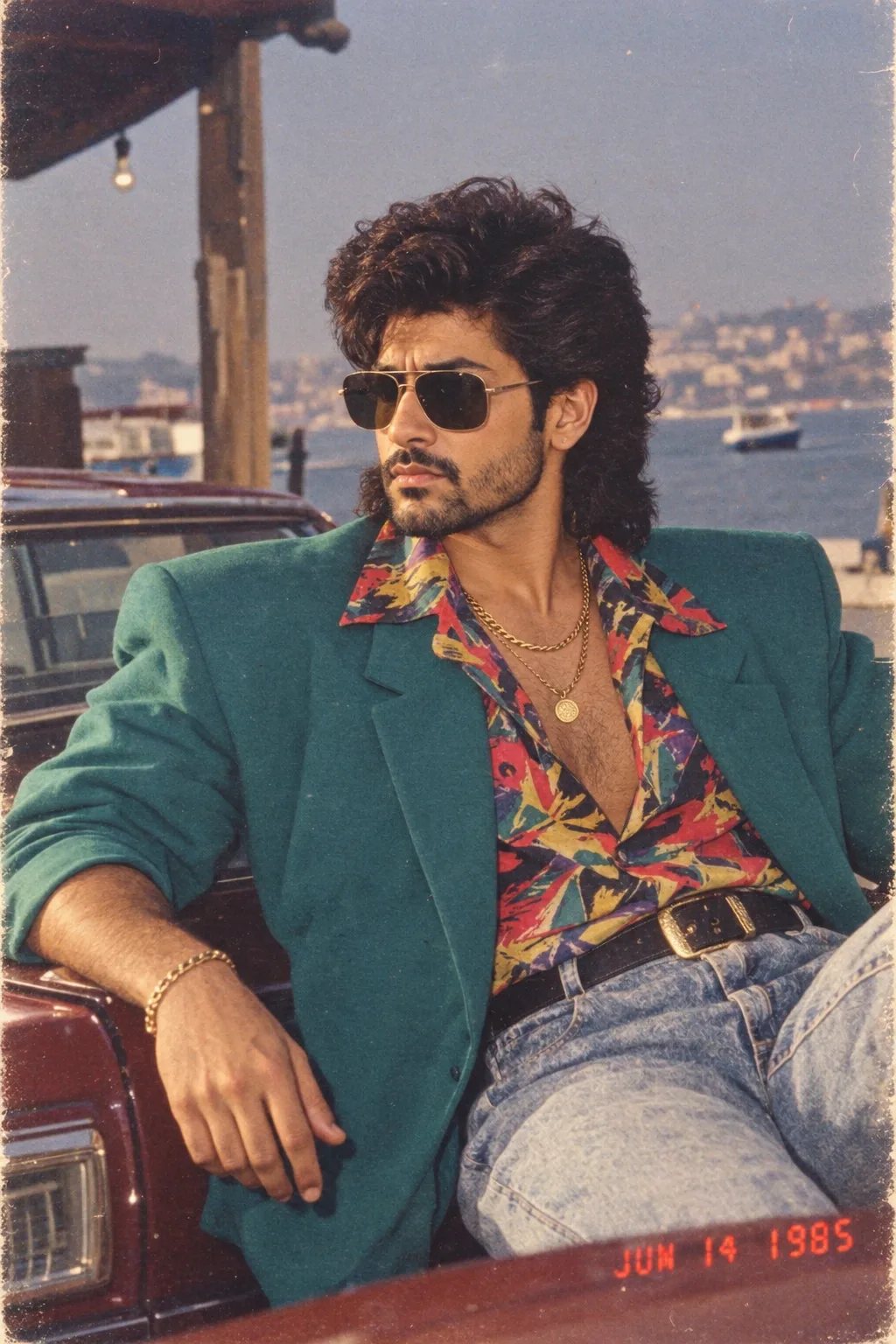 Using my uploaded photo, show me what I would have looked like around 1985.