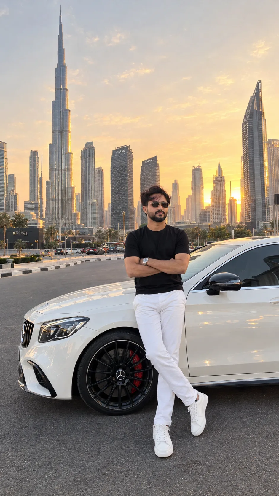 Create an ultra-photorealistic, high-end cinematic vertical 9:16 full-body luxury lifestyle photograph, closely recreating the uploaded