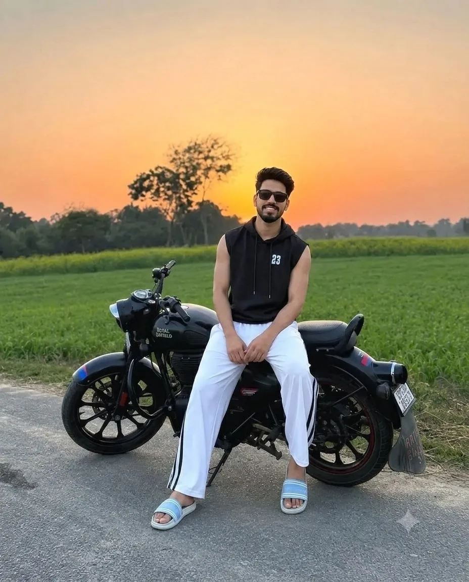 Transform the uploaded photo into an ultra-realistic cinematic sunset portrait using the uploaded image as the only identity source.