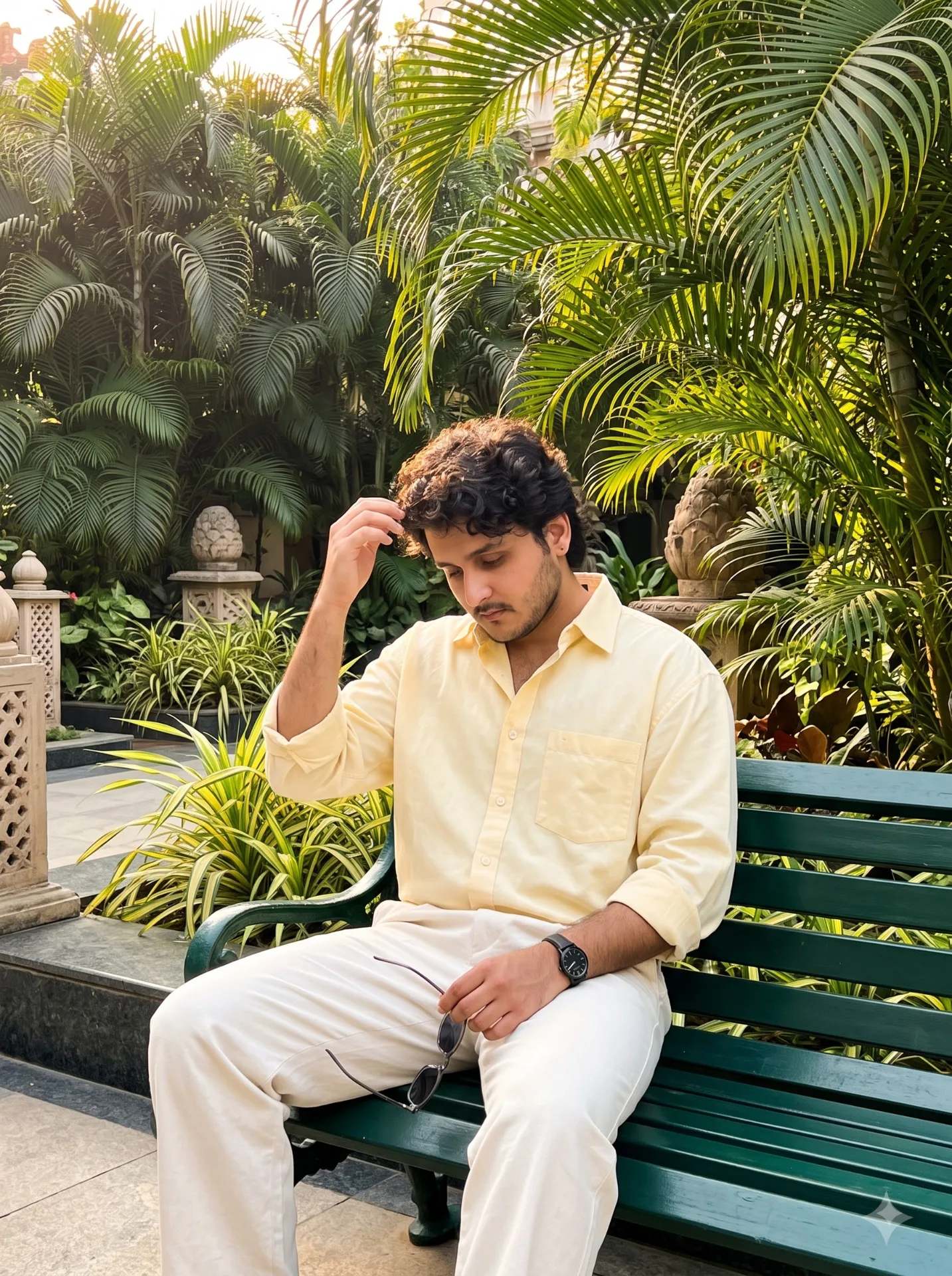 Create an Ultra-realistic cinematic vertical 4:5 full-body fashion photograph of the same young South Indian man in the provided reference