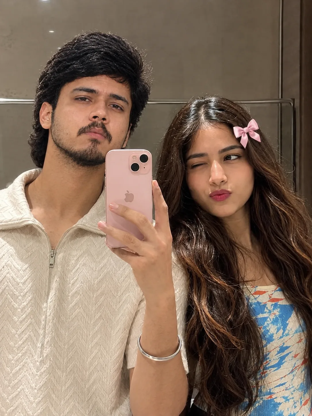 “Cute Couple Mirror Selfie”