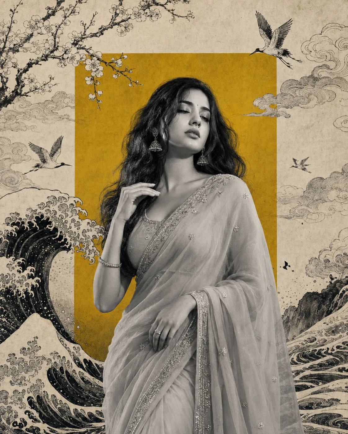 { "prompt_name": "Mustard Editorial Collage Portrait", "description": "A premium editorial portrait that transforms the uploaded woman