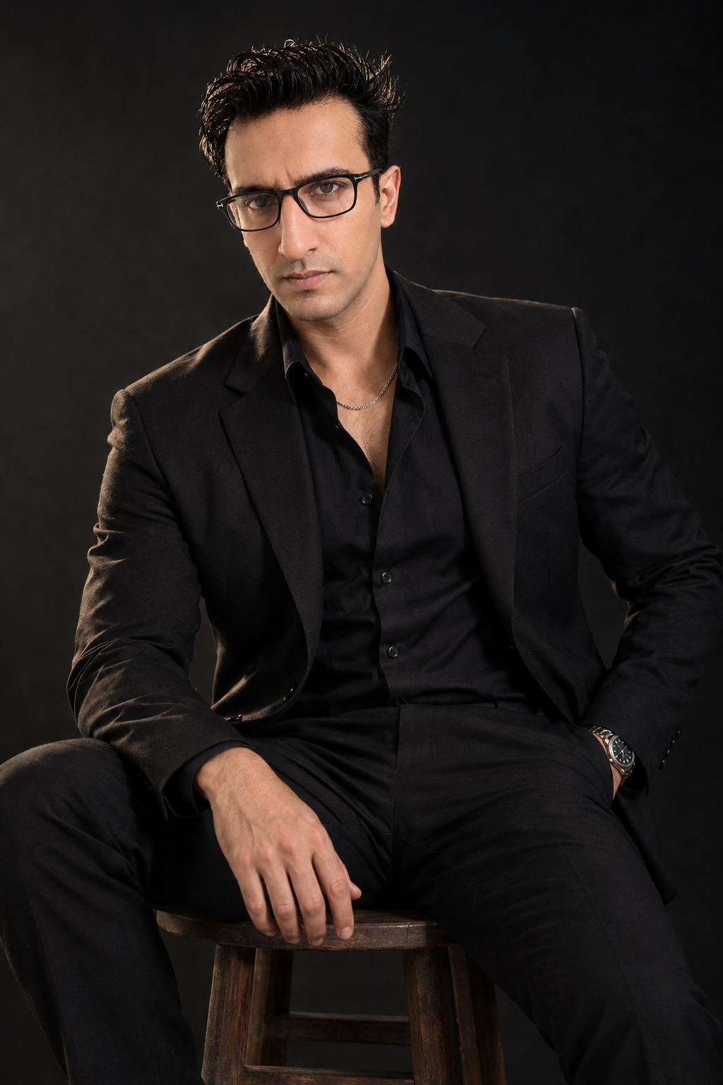 "white portrait of a confident looking man.