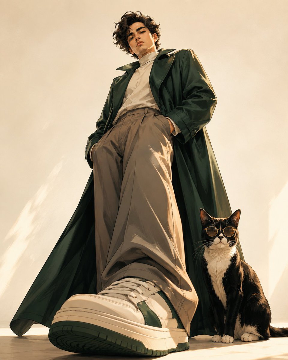 Fashion Illustration: Handsome Man & Cat