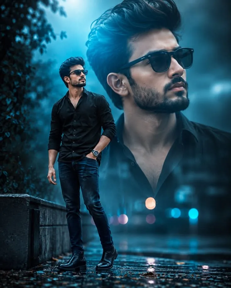 An absolute visual masterpiece, hyper-photorealistic and ultra-detailed full-body vertical portrait collage capturing a stylish South Asian