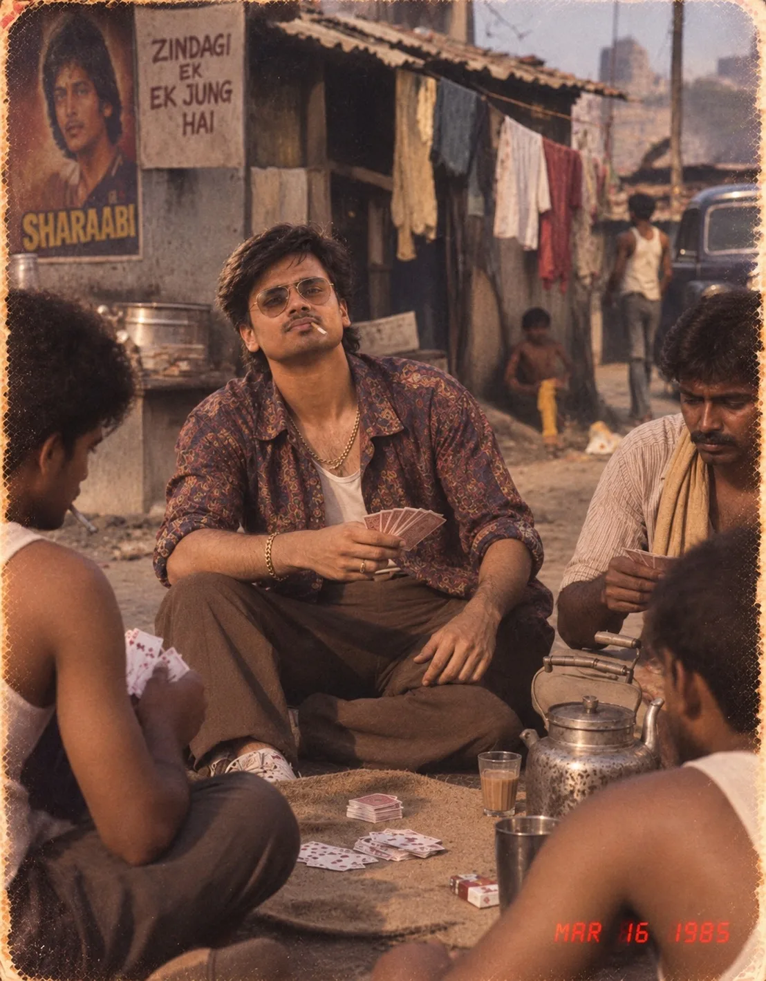 Create an ultra-photorealistic vintage Indian street photograph based on the uploaded reference image.
