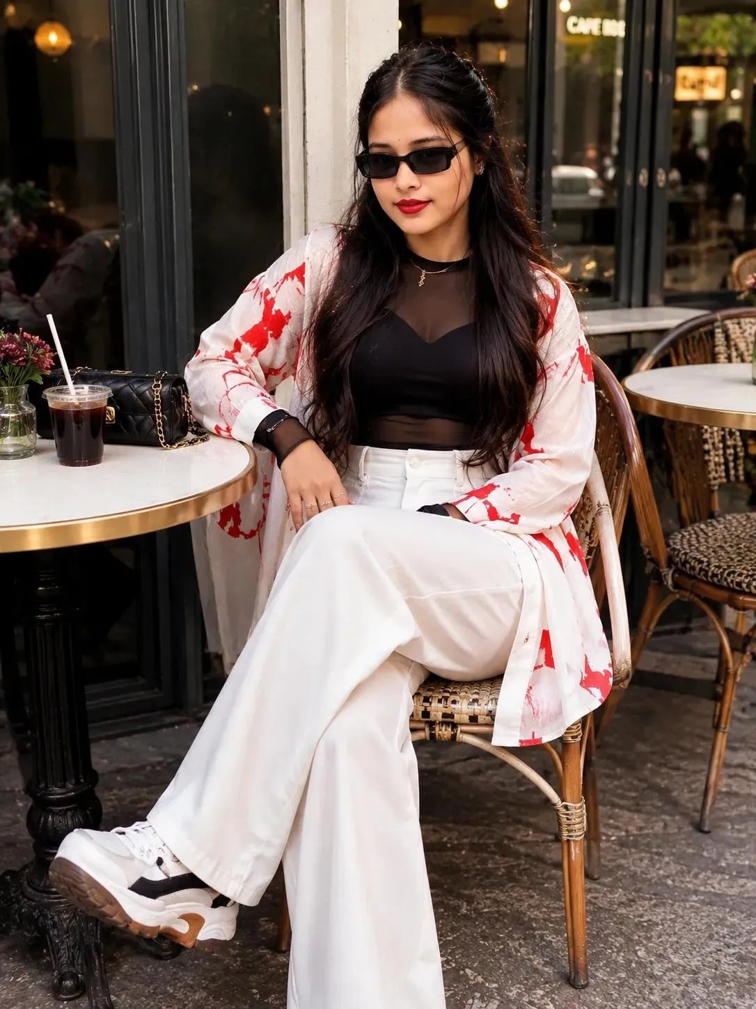 Fashionable Woman at Cafe