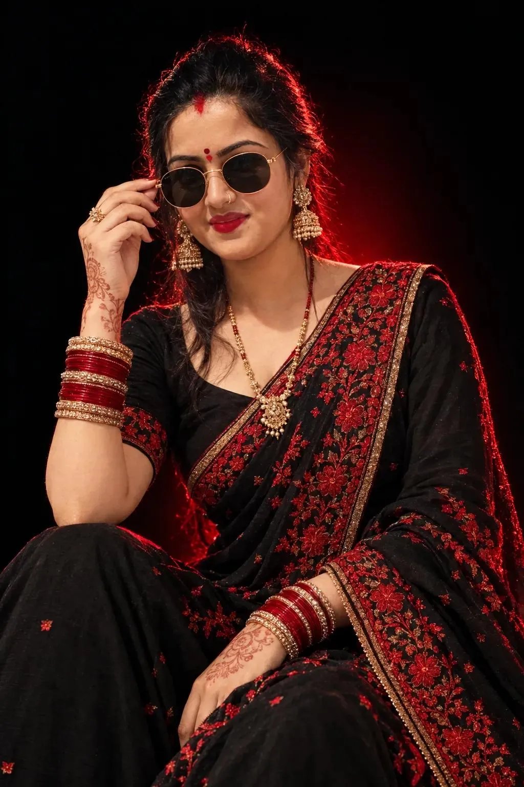 Photorealistic Cinematic Saree Portrait