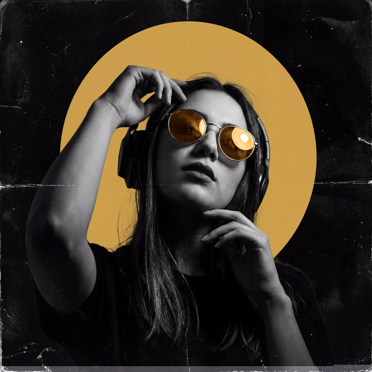 Create a dark, high‑contrast poster with a moody, underground club aesthetic.