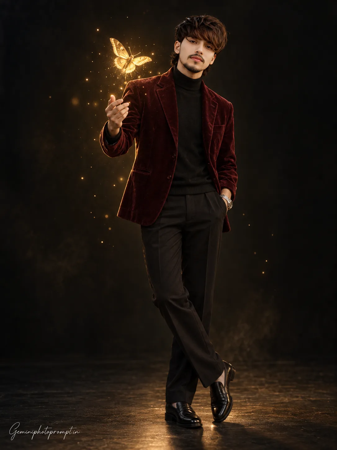 CREATE AN ULTRA-REALISTIC CINEMATIC 8K HDR FULL-BODY PORTRAIT OF THE EXACT SAME ADULT MAN FROM THE UPLOADED REFERENCE PHOTO, STANDING IN A
