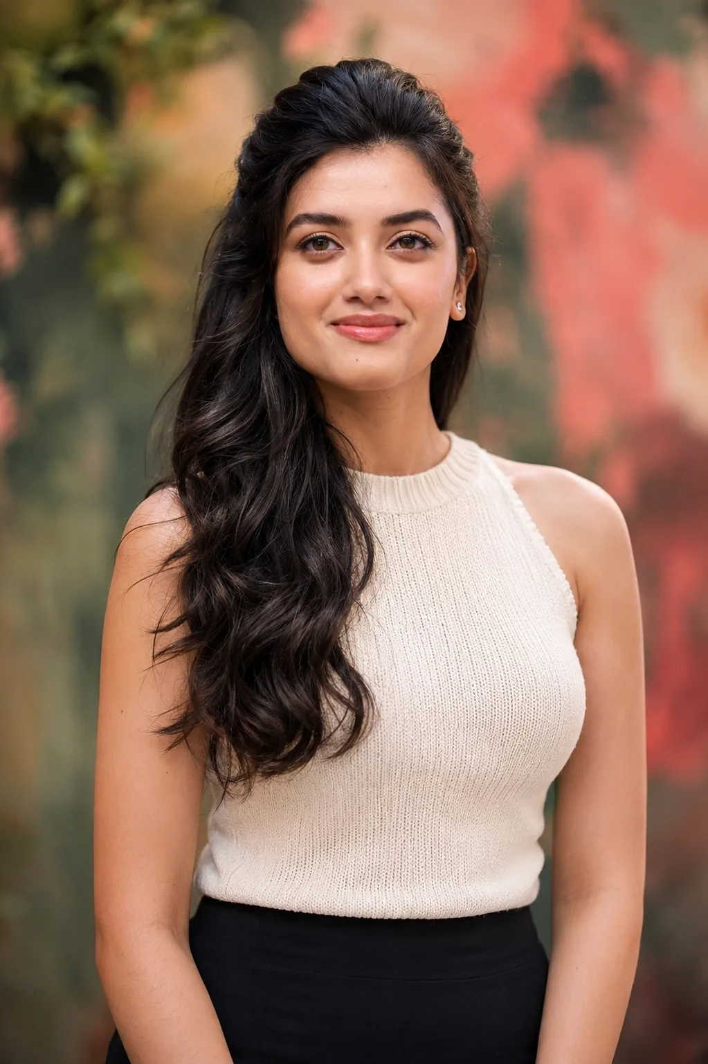 Create an ultra-realistic, premium cinematic portrait of a young Indian woman, using the uploaded reference image as the ONLY identity
