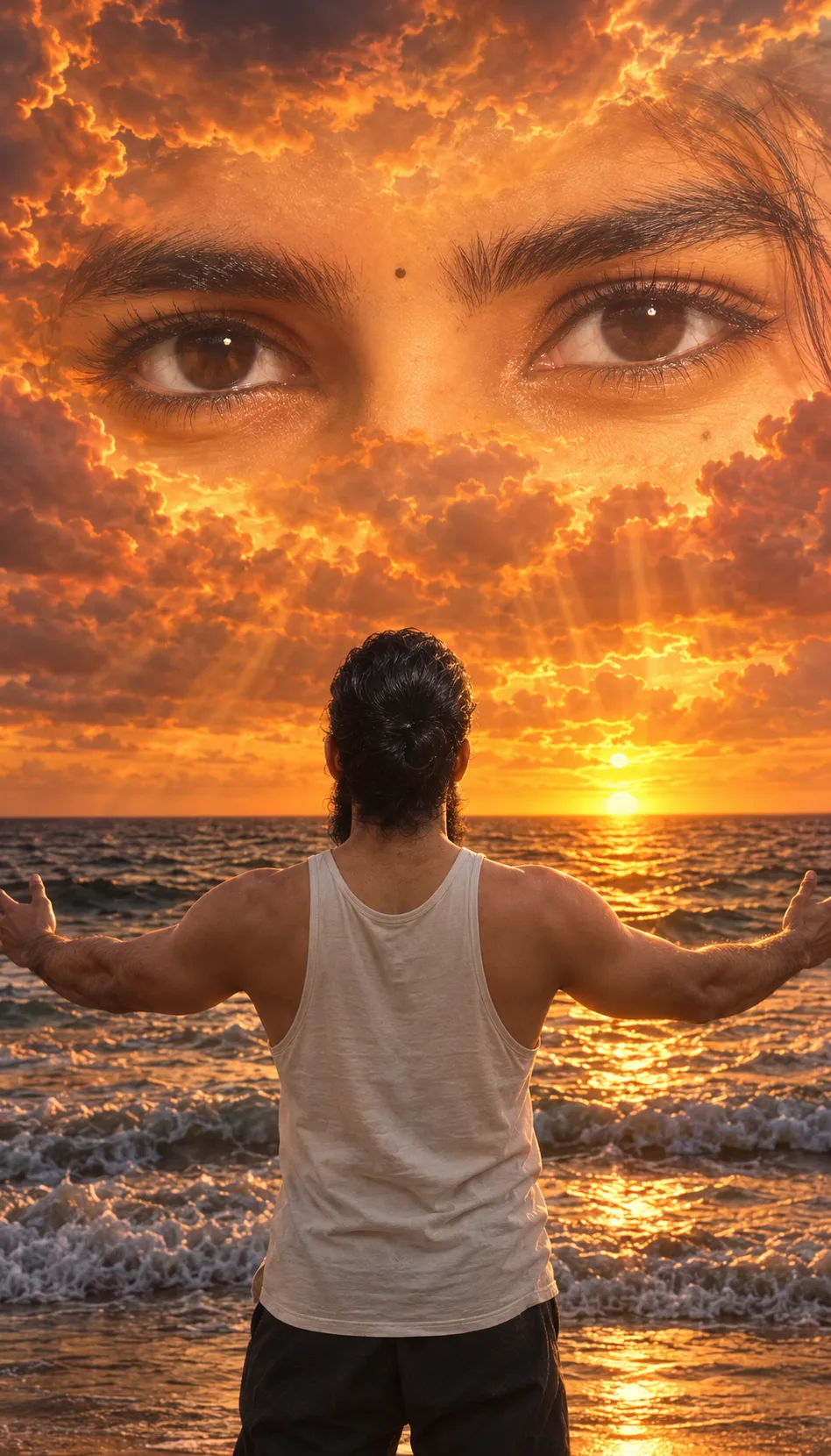 Create an ultra-realistic cinematic surreal fine-art photograph in a vertical 9:16 composition.