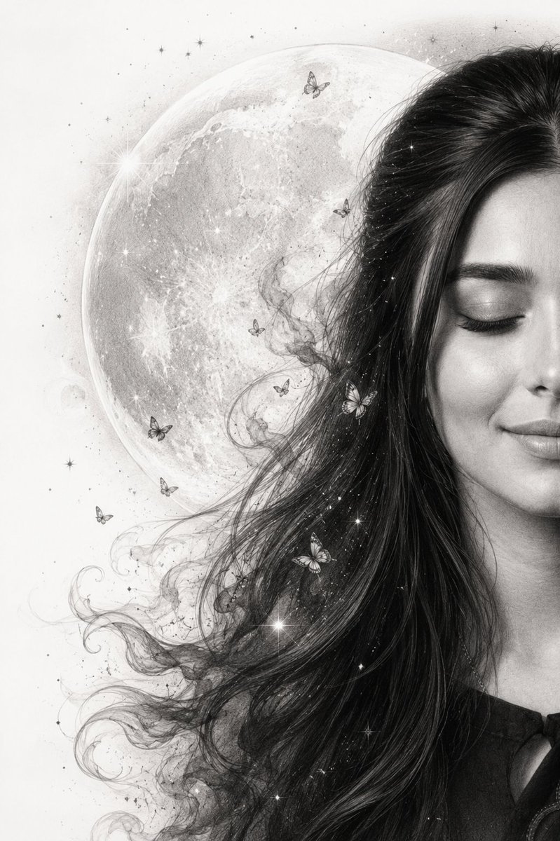 GPT IMAGE 2 on CHAT GPT: Prompt: Create an ultra-detailed monochrome graphite pencil masterpiece featuring a graceful HALF-FACE portrait