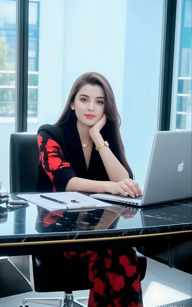 A high-end editorial business portrait of an elegant young woman.