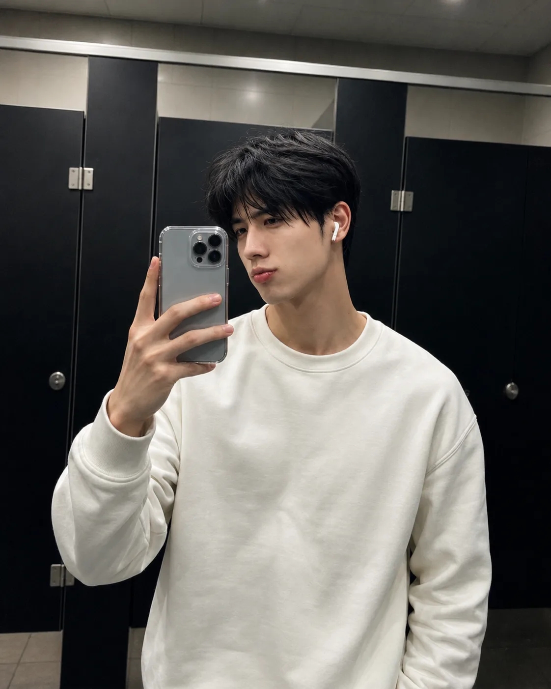 Create a premium ultra-realistic contemporary mirror-selfie portrait of a young adult South Asian male, using the uploaded reference image