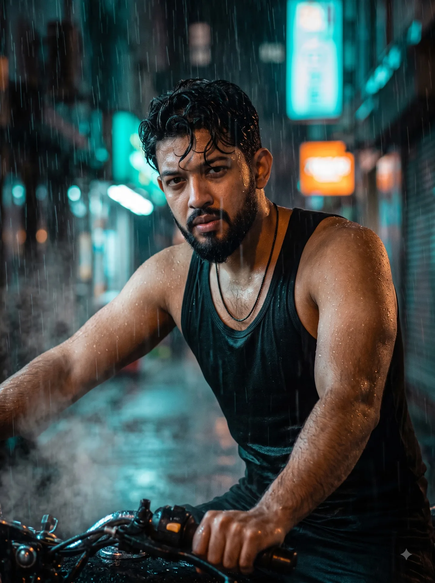 Ultra realistic, photorealistic, 8k cinematic portrait of a South Asian male in his mid-20s, 5'7" tall, muscular athletic build.