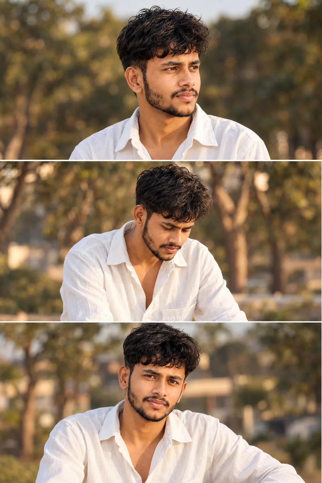 ULTRA-REALISTIC 8K UHD DSLR PHOTOGRAPH — EXACT THREE-PANEL TRIPTYCH Use the uploaded reference as the ABSOLUTE MASTER BLUEPRINT.