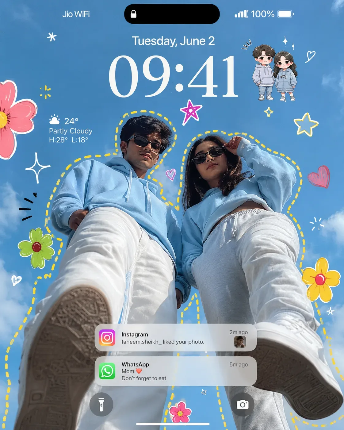 Create an ultra-realistic iPhone lockscreen wallpaper.