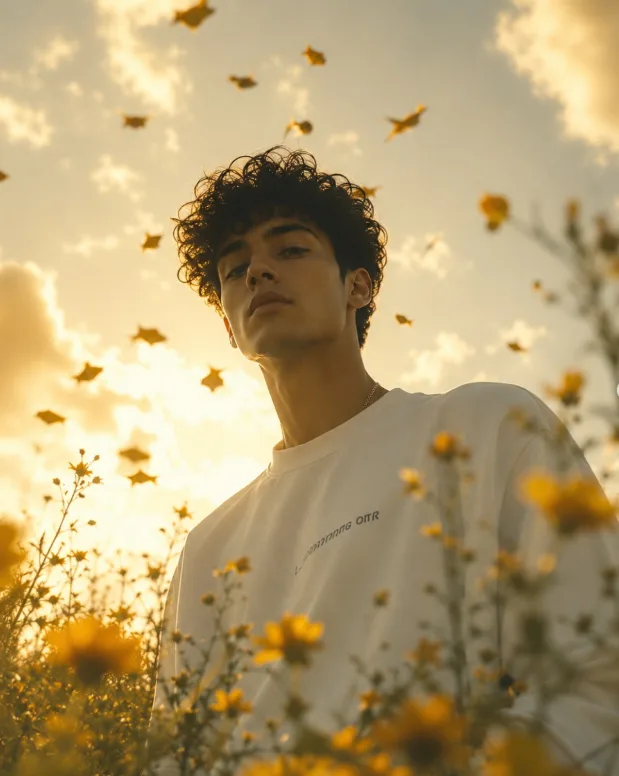 Photorealistic cinematic outdoor portrait, vertical 4:5.