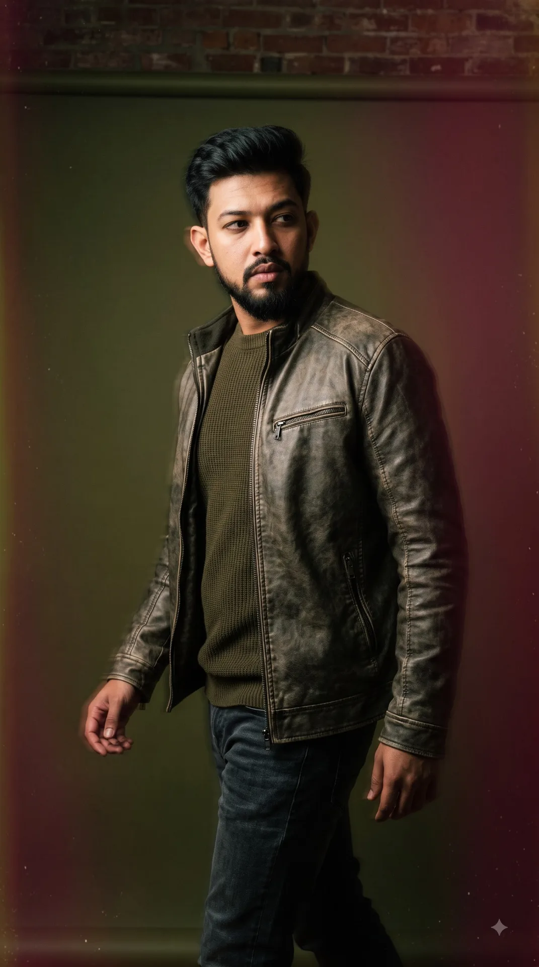 panning shot of a mysterious male figure resembling Jeremiah, Bible hero, wearing modern casual clothes, cinematic studio light, against a