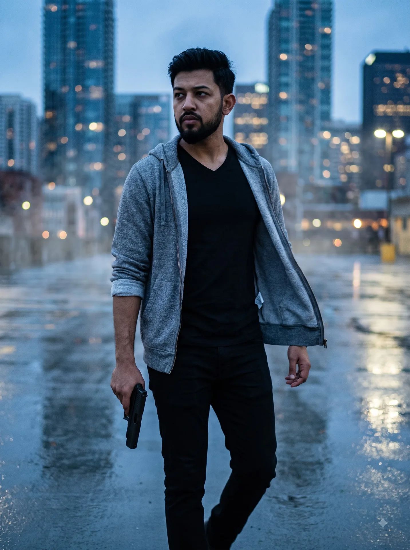Ultra realistic, photorealistic, 8k mid-shot portrait of a South Asian male in his mid-20s, 5'7" tall.