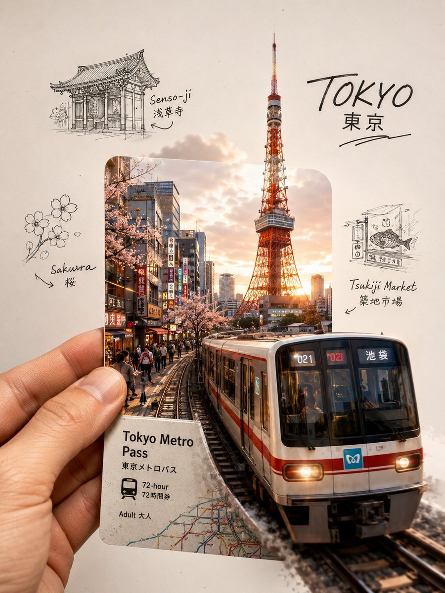 Created with GPT Image 2.0 on ChatGPT Prompt : A highly aesthetic travel-journal collage of Tokyo, Japan, designed in a modern