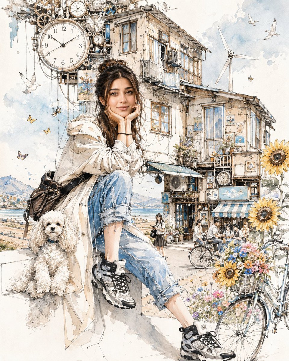Watercolor Ink Travel Story Portrait GPT image 2 on chatGpt Prompt 👇 Transform the uploaded photograph into a premium vertical 4:5