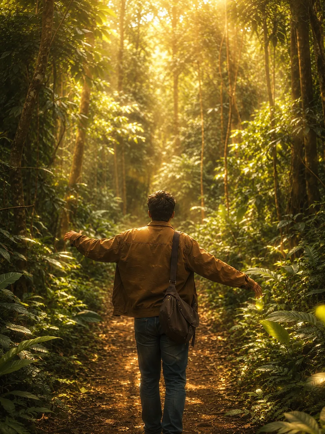 Create image Soft dreamy golden glow, warm sunlight bloom, ethereal forest lighting, cinematic sun rays filtering through trees, luminous