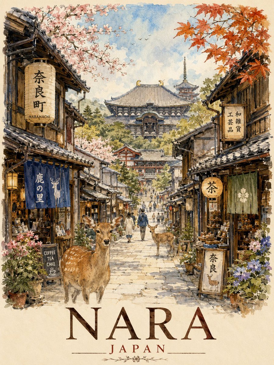 Vintage Nara Travel Poster