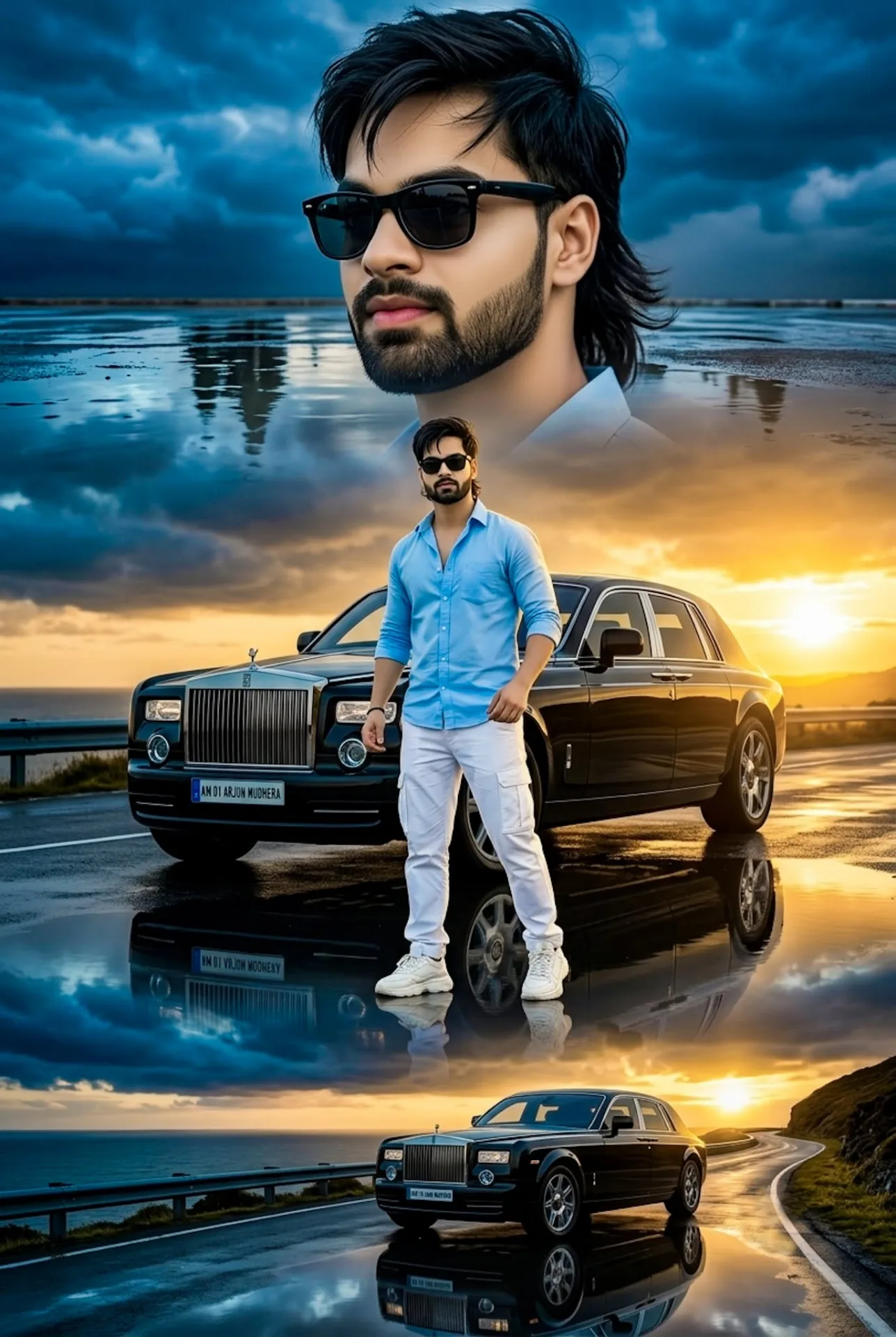 1. PROMPT TITLE Cinematic Triple-Composite Luxury Poster in Golden Hour Tones 2. SHORT EXPLANATION OF THE CONCEPT This design is a