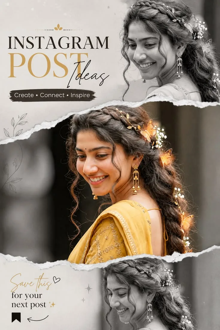 **Prompt:** Create a stunning, elegant Instagram post design featuring a beautiful young Indian woman wearing a mustard-yellow traditional