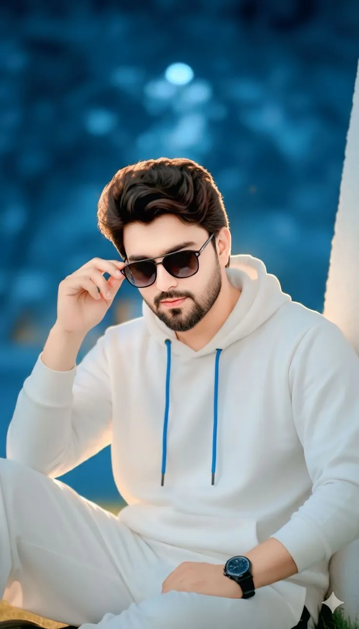 ### **Title: Blue Aesthetic Hoodie – Cinematic Sunglasses Portrait** > **Ultra-realistic, high-resolution cinematic portrait of a handsome